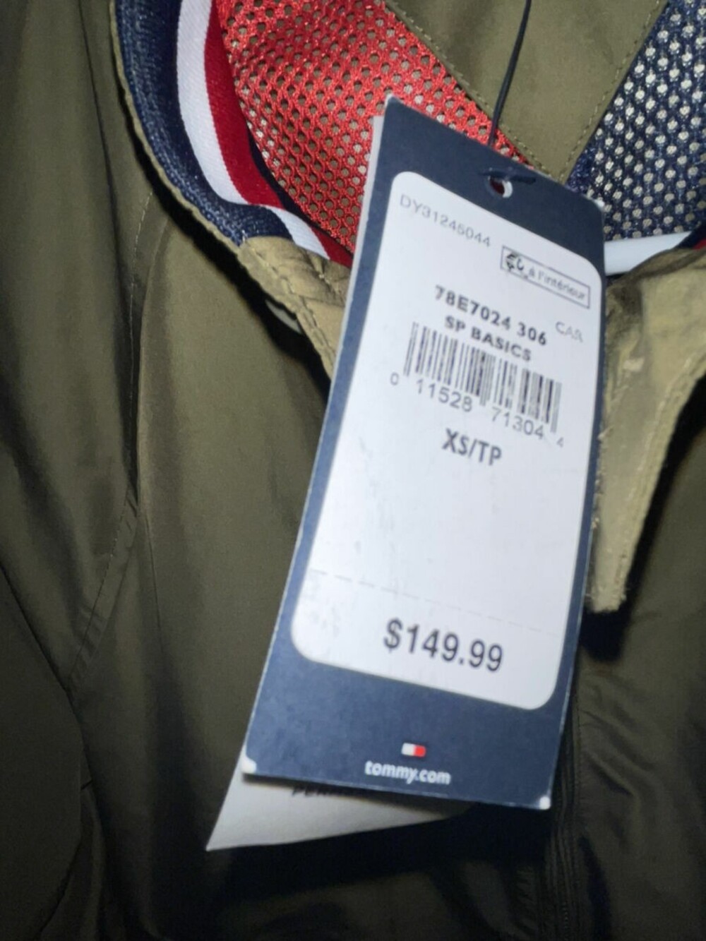 Tommy Hilfiger Jacket Mens XS Green Water Resistant Olive Bomber Light Coat NWT - Picture 3 of 6